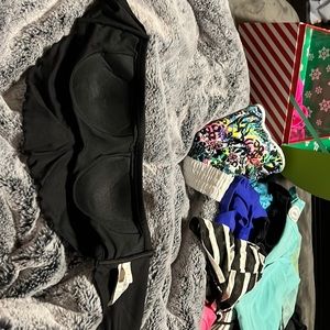 Bando black ruffle bikini top